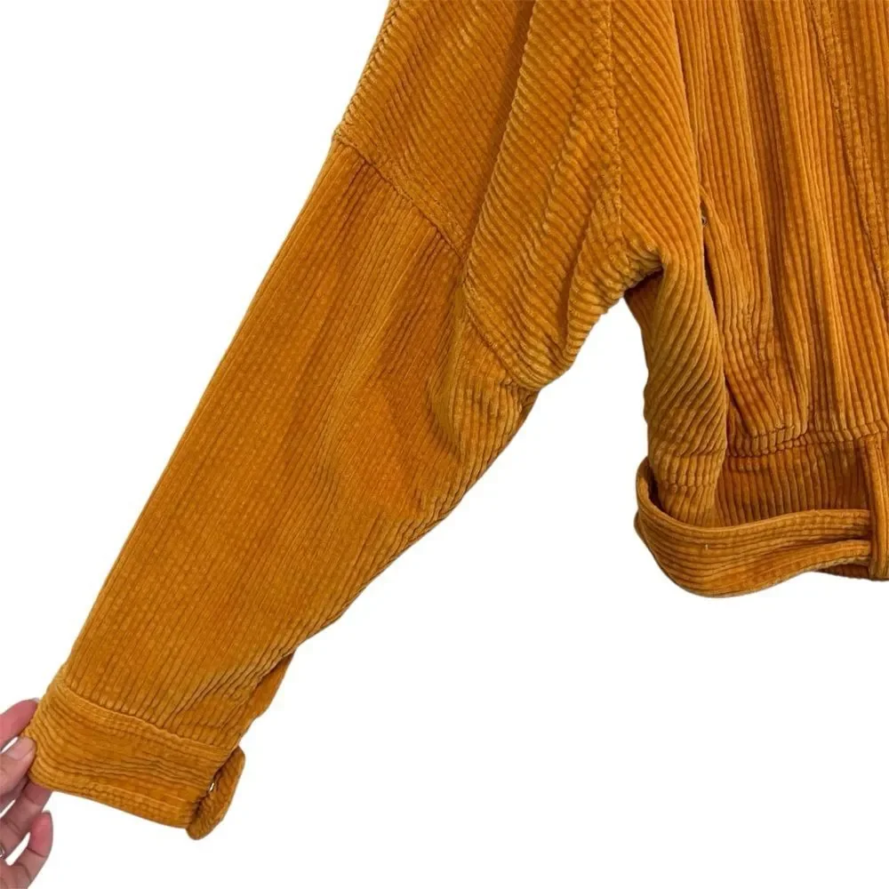 Free People Yellow Corduroy Slouchy Dolman Moto Jacket XS